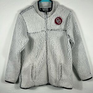 🔥🏈🏀 CHAMPION x OKLAHOMA SOONERS Sherpa Full Zip Jacket - Women Sz SMALL - EUC